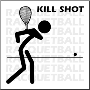 Clip Art: Racquetball Kill Shot B&W