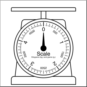 Clip Art: Weights and Measures: Kilogram Scale 1 B&W