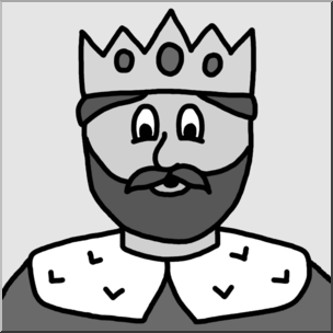 Clip Art: Cartoon Faces: King Grayscale