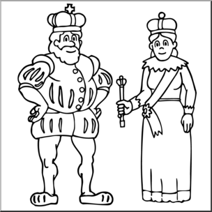 Clip Art: Royal Family: King and Queen B&W
