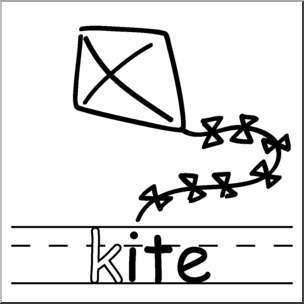 Clip Art: Basic Words: -ite Phonics: Kite B&W