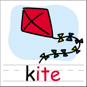 Clip Art: Basic Words: -ite Phonics: Kite Color