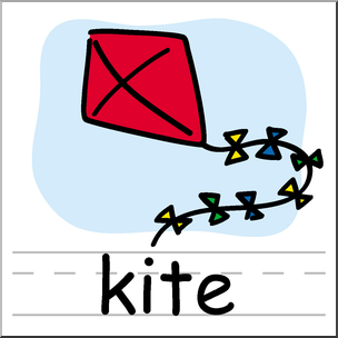 Clip Art: Basic Words: Kite Color Labeled