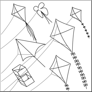Clip Art: Kites B&W