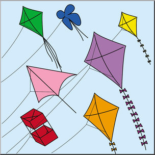 Clip Art: Kites Color