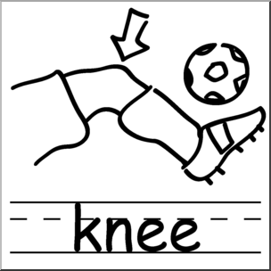 Clip Art: Basic Words: Knee B&W Labeled