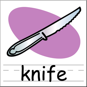 Clip Art: Basic Words: Knife Color Labeled