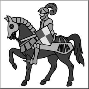 Clip Art: Medieval History: Mounted Knight Grayscale 2
