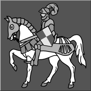 Clip Art: Medieval History: Mounted Knight Grayscale 1