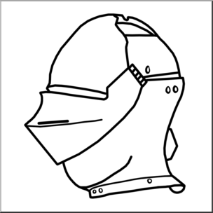 Clip Art: Medieval History: Knight’s Helmet B&W