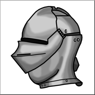Clip Art: Medieval History: Knight’s Helmet Grayscale