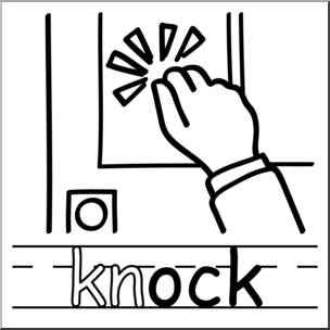 Clip Art: Basic Words: -ock Phonics: Knock B&W