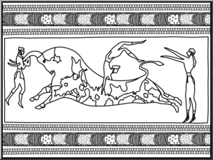 Clip Art: Ancient Civilizations: The Minoans: Knossos Bull Fresco B&W