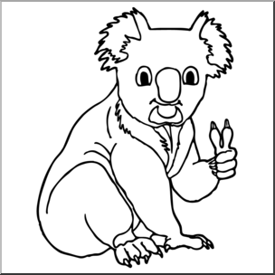 Clip Art: Cartoon Koala B&W