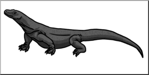 Clip Art: Komodo Dragon Grayscale