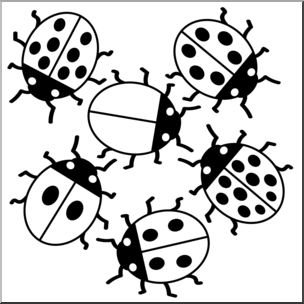 Clip Art: Ladybugs B&W
