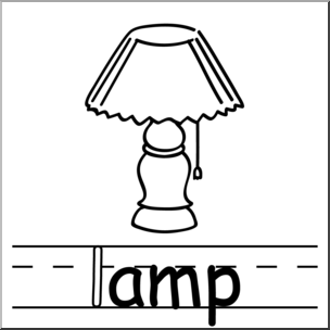 Clip Art: Basic Words: -amp Phonics: Lamp B&W