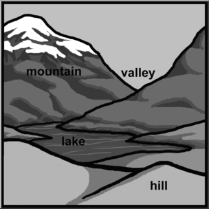 Clip Art: Landforms 1 Grayscale Labeled