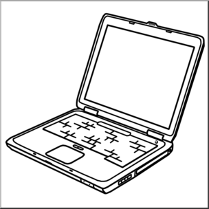 Clip Art: Computer: Laptop B&W