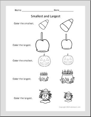 Math: Halloween Theme: Smaller and Larger (prek – 1)