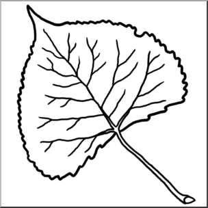 Clip Art: Leaf: Cottonwood B&W