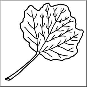 Clip Art: Leaf: Poplar B&W