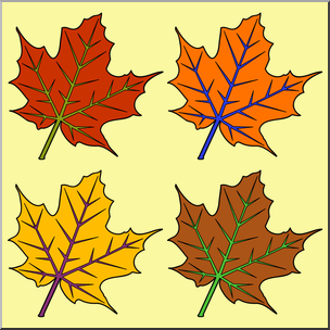 Clip Art: Maple Leaves Color