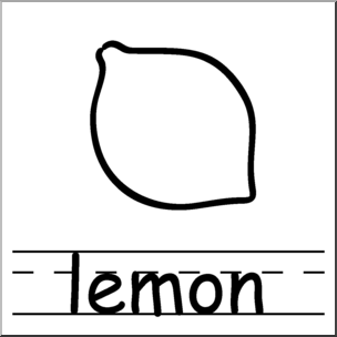 Clip Art: Basic Words: Lemon B&W Labeled