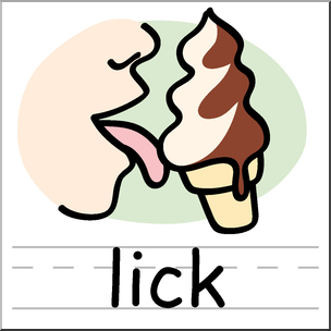 Clip Art: Basic Words: Lick Color Labeled