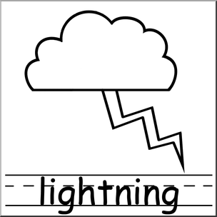 Clip Art: Weather Icons: Lightning B&W Labeled