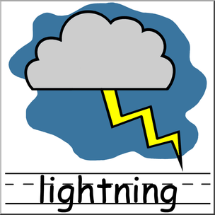 Clip Art: Weather Icons: Lightning Color Labeled