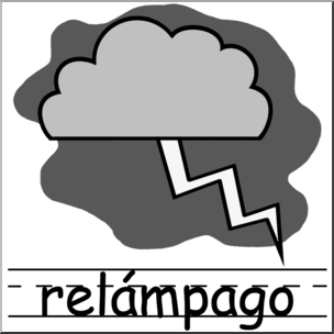 Clip Art: Weather Icons Spanish: RelÂ·mpago Grayscale
