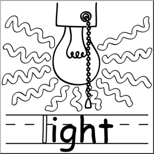 Clip Art: Basic Words: -ight Phonics: Light B&W