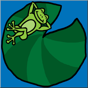 Clip Art: Cartoon Frog on Lilypad Color