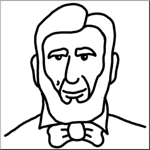 Clip Art: Cartoon Faces: Abraham Lincoln B&W