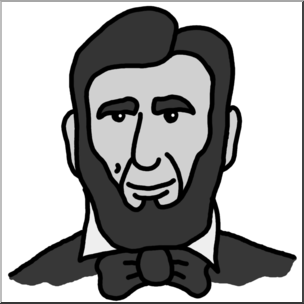 Clip Art: Cartoon Faces: Abraham Lincoln Grayscale