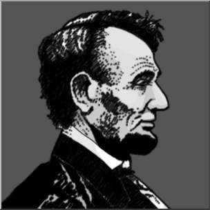 Clip Art: US: Lincoln Portrait Grayscale