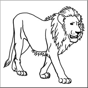 Clip Art: Big Cats: Lion B&W