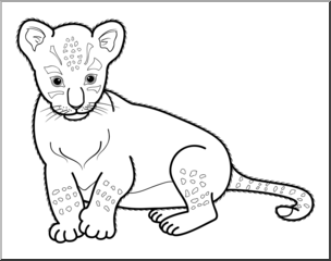 Clip Art: Baby Animals: Lion Cub B&W