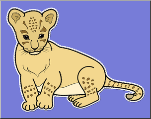 Clip Art: Baby Animals: Lion Cub Color 2