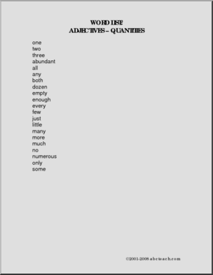 List: Adjectives – quantities