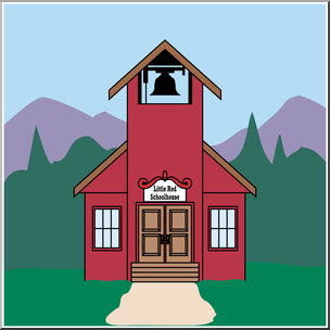 Clip Art: Little Red Schoolhouse Color