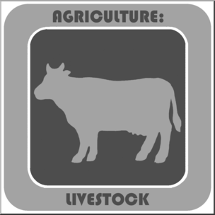 Clip Art: Natural Resources: Livestock Grayscale Labeled