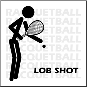 Clip Art: Racquetball Lob Shot B&W