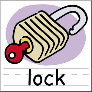Clip Art: Basic Words: Lock Color Labeled