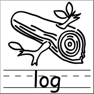 Clip Art: Basic Words: Log B&W Labeled