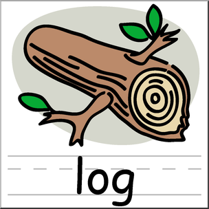 Clip Art: Basic Words: Log Color Labeled