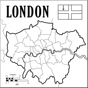 Clip Art: London Boroughs Map B&W Blank