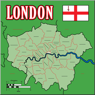 Clip Art: London Boroughs Map Color Unlabeled