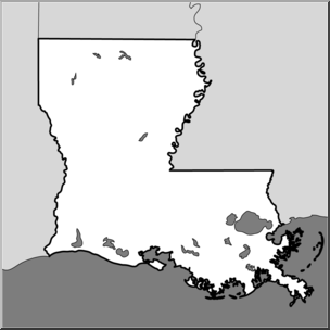 Clip Art: US State Maps: Louisiana Grayscale